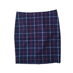Tommy Hilfiger Blue & Red Plaid Mid Rise Above Knee Pencil Skirt Women's Size 10